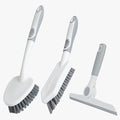 3 Pack Heavy-Duty Scrub Brush Set, Grout Brush, Shower Squeegee, Shower Cleaner Brush with Non-Slip Grip, Stiff Bristles Scrub Brushes for Cleaning Bathroom, Shower, Tile, Grout, Tub, Floor, Sink
