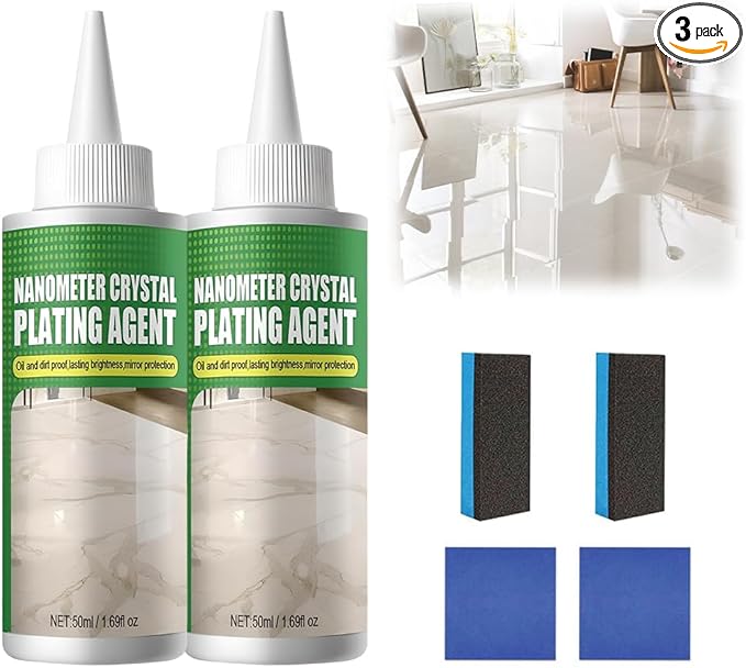 Nano Crystal Coating Agent For Tile & Furniture, Granite Countertop Cleaner and Sealer with Protection, Quartz Marble Stone Polish Cleaner for Permanent Hold & Shine Effect Fast Drying (2PCS)