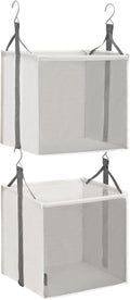 STORAGE MANIAC 2-Shelf Hanging Closet Organizer, Cloth Hanging Closet Shelf, Hanging Closets Baskets with Hooks for Dorm, Apt, Bedroom, College, Garment Rack, Wardrobe, Fabric with Mesh, Ivory
