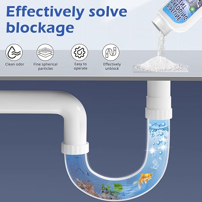 Pipeline Dredging Agent-Drain Clog Remover, 350ml Kitchen Unblocker,Powerful Pipe Unclogger Powerful Sink,Unclog Toilet Clog And Kitchen Sink Pipe Unblocker Powder (Pack of 2)