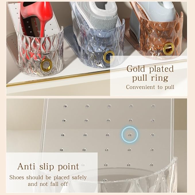 Shoe Slots Organizer, Adjustable 10 Pack Shoe Stacker for Closet Storage, Clear Double Layer Space Saver, Durable and Stackable Shoe Holder for Sneakers Heels and Flat