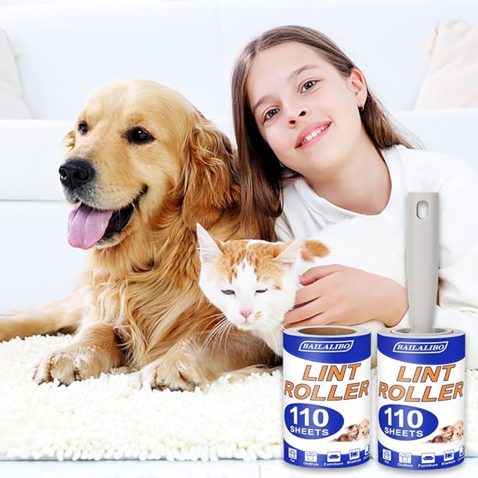 Lint Rollers for Pet Hair Extra Sticky, 220 Sheets Mega Value Set, Lint Remover for Clothes, Couch, Carpet, Dog & Cat, Furniture, Mini Travel Refills, for Daily Cleaning Tool