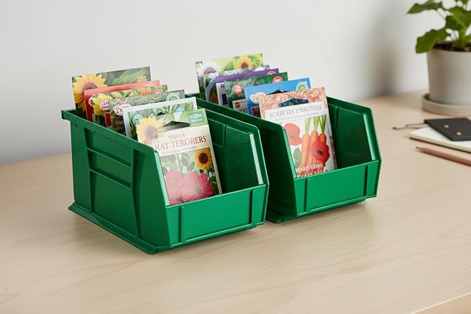 Hudson Exchange 9-1/2" x 6" x 5" Plastic Stackable Storage Bin and Hanging Container (Green, 1 Pack)