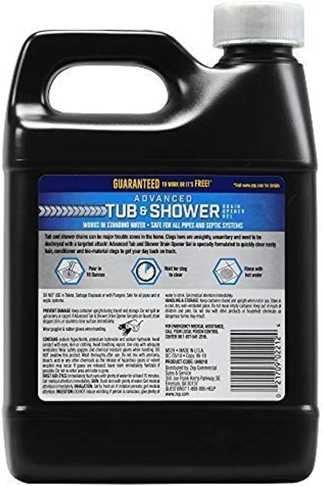 Zep Advanced Tub and Shower Drain Opener Gel - 32 Ounce - U49210 - Formulated for Hair & Drain Defense Enzymatic Drain Cleaner Powder - 18 Ounces - ZDC16 - Safe for Pipes and Septic Systems
