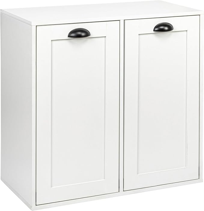 Household Essentials Laundry Sorter Cabinet, Scandi White Finish