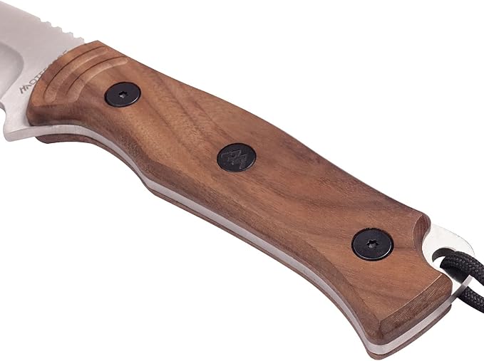 Fixed Blade Bushcraft Knife Full Tang Camping Knife with Sheath and hanging rope for Outdoor, Hiking, Gift