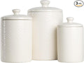 10 Strawberry Street CAN WHT Kitchen Canister Set, 3 Piece, Tide White