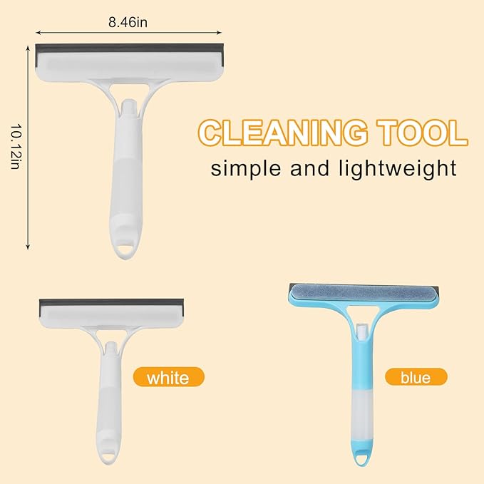 Pro 3 in 1 Window Cleaning Scraper with 2 Replaceable Cleaning Cotton Strips, 3 in 1 Spray Squeegee, Window Squeegee, Suitable for Cleaning Bathroom Glass, Mirrors, Car Windows (White)