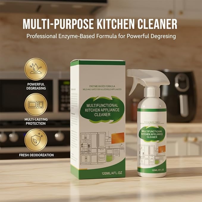 Kitchen Appliance Cleaner Spray, Multi-Purpose Cabinet Cleaner All in One, Kitchen Cabinet Cleaner for Stove Oven Range Hood Countertop, No Rinse No Scratch, 120ml/4oz (3PCS)