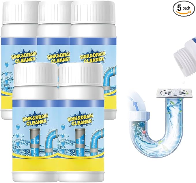 2026 New Multi-functional Sink & Drain Cleaner Powder, Quick Foaming Heavy Duty Clog Remover for Kitchen, Bathroom, Shower & Sewer Drains (5PCS)