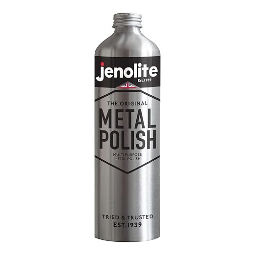 Jenolite Liquid Metal Polish 500 ml / 16.9 fl oz. Multi‑Purpose for Silver, Brass & Copper Cleaner for Chrome, Stainless Steel & Pewter. Industrial Strength, Made in Britain.