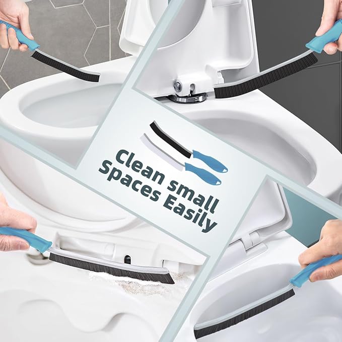 Toilet Brush, 4Pcs Bathroom Cleaning Brush, Toilet Scrubber, Deep Toilet Bowl Brush with Hanging Hole, Multifunctional Gap Cleaning Brush, Bristles for Kitchen Sinks, Tub,Shower (4, Light Blue)