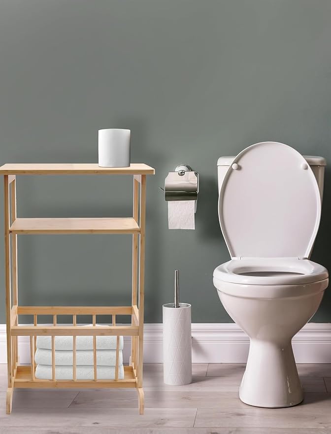 RoyalHouse Bamboo Shelving Unit – Multi-Tier Storage for Home & Bathroom (2-Tier Tall (12.6" D x 17.72" W x 28.15" H))