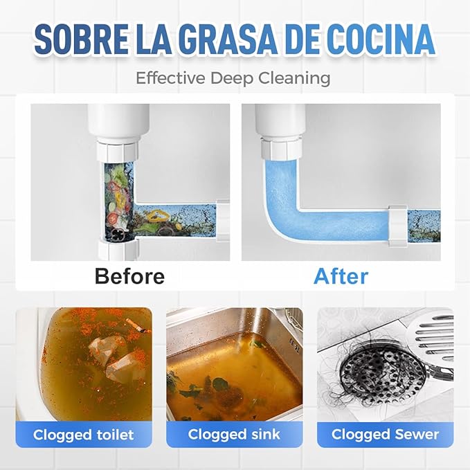 Sink and Drain Cleaner, Pipeline Dredging Agent, Sink and Drain Cleaner Powder, Multi-functional Fast-Acting Pipe Dredging Agent for Kitchen and Toilet Pipeline (1pcs)