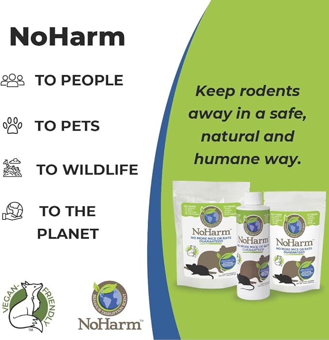 NoHarm | Send Mice and Rats Away | Smart Solution | Indoor and Outdoor Use | Makes 1 Gallon