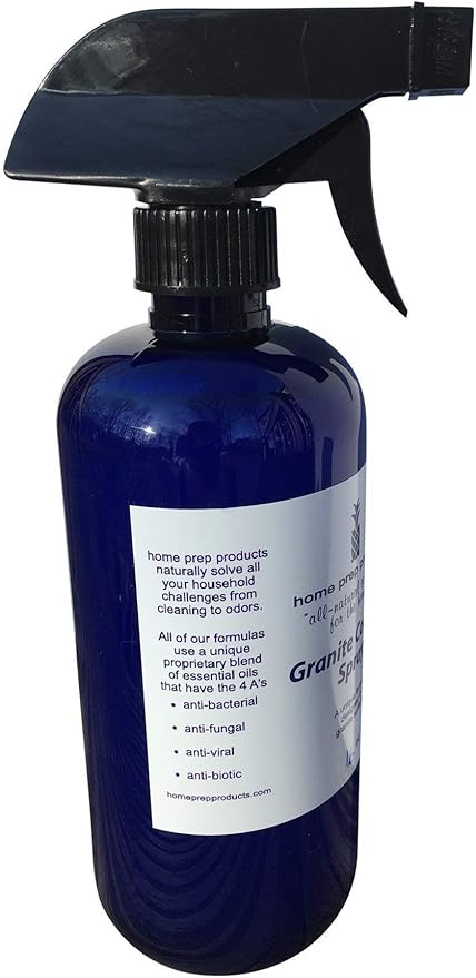 Natural Granite Cleaner for daily use; Degreases and Cleans to a streak free shine made with Therapeutic Grade Essential Oils, Non-Toxic, versatile all around the house cleaner
