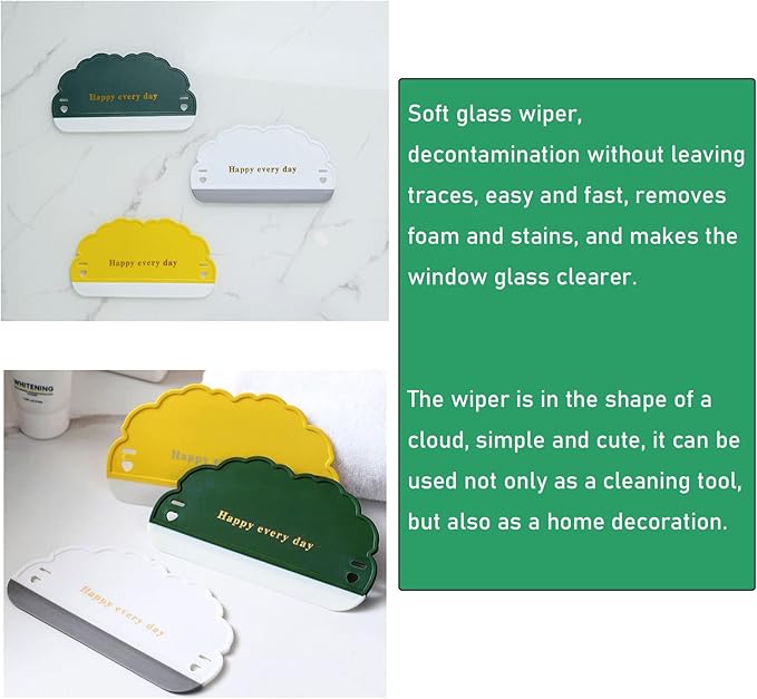 3 Pack Shower Squeegee Bathroom Glass Door Cleaning Scraper with Soft Rubber Water Blade Wiper Board Cleaner Tool for Sink Countertop Kitchen Window Mirror Car Windshield Tiles
