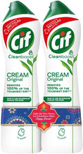 Cif Original Multipurpose Surface Cleaner Cream for Kitchen & Bathroom, Ocean Breeze Scent, 100% Dirt Removal with Natural Cleaning Particles, 2x500ml