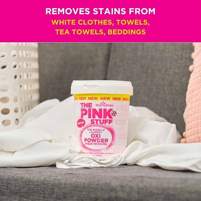 Stardrops - The Pink Stuff - The Miracle Laundry Oxi Powder Stain Remover Specifically Formulated for Whites,1 kg,(Pack of 2)