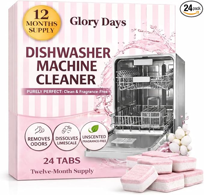 Dishwasher Cleaner And Deodorizer Tablets - 1 Year Supply Unscented Dishwasher Cleaning Tablets - Deep Cleaning Removes Limescale and Odors - Eco-friendly Dish Washer Machine Cleaner - Septic Safe