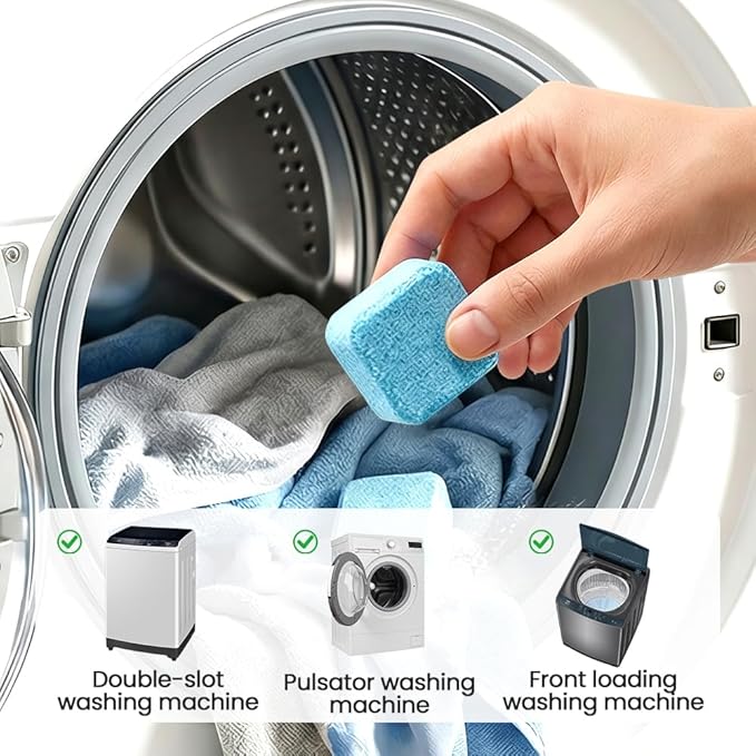 Washing Machine Cleaner Tablets, 2026 Upgrade 12/24/36-Pack (12 Month Supply) for HE/Top/Front Load Washers - Removes Stubborn Pet Hair, Odors, Mold & Residue, Septic Safe & Fragrance Free (12 PACK)