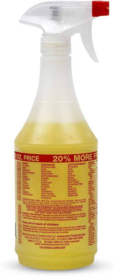 La's Totally Awesome All Purpose Cleaner Spray – 24oz (Pack of 3) Heavy Duty Multi-Surface Degreaser & Stain Remover – Ready-to-Use Cleaning Spray for Kitchen, Bathroom, Floors, Auto & More