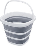 Collapsible Bucket, 2.6 Gallon (10L) - Square Foldable Mop Bucket for House Cleaning, Car Washing, Camping - Portable Water Pail for Outdoor, RV, Travel (Grey)