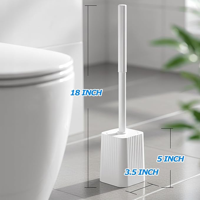 2Pack Toilet Bowl Brush and Holder Set - Toilet Scrubber Brush,Cleaning Brush,Bathroom Decor,Household Essentials,Cleaning Supplies,Home Essentials,White