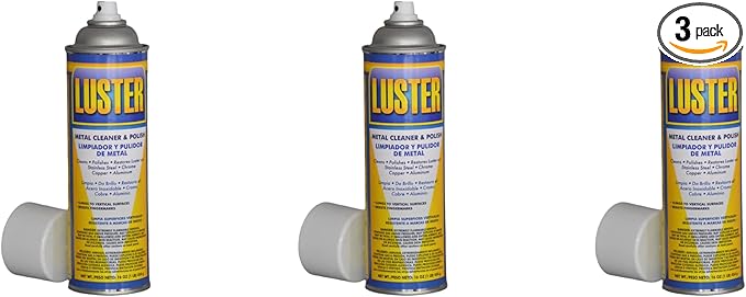 Luster Metal Polish Aerosol - Water-Based Metal Cleaner | Removes Oil, Food Stains, Watermarks | Restores Shine to Stainless Steel, Chrome, Copper, Aluminum | No Greasy Film or Fingerprints (3)