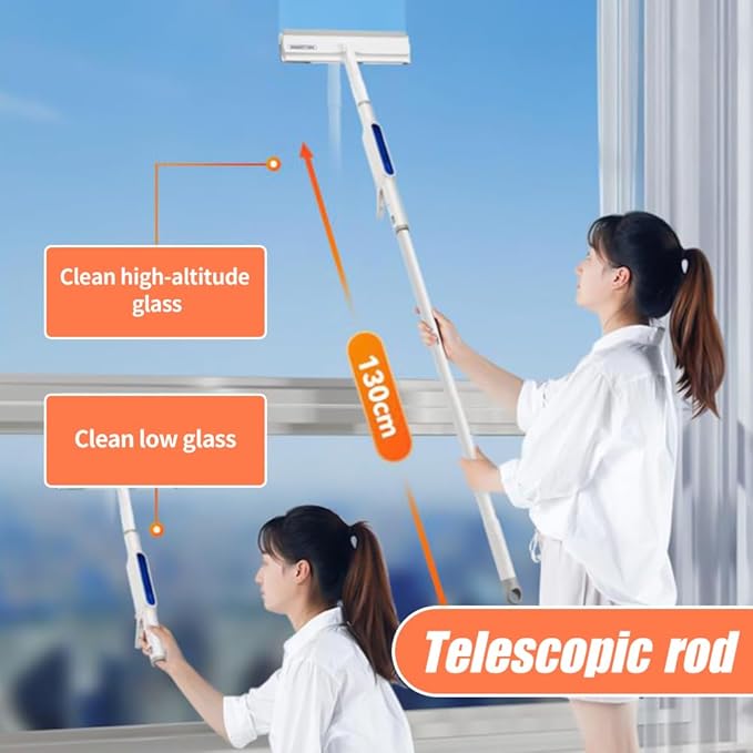 Squeegee for Window Cleaning with Spray, 2025 Upgrade Dual Side Mist Retractable Window Cleaner, Spray Window Cleaning Brooms, 3 in 1 Household Squeegees Window Cleaning Tool Kit