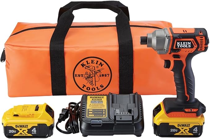 Klein Tools BAT20CD1 1/4-Inch 20V Battery-Operated Impact Driver Kit, Compact Design for Excellent Control in Tight Spaces