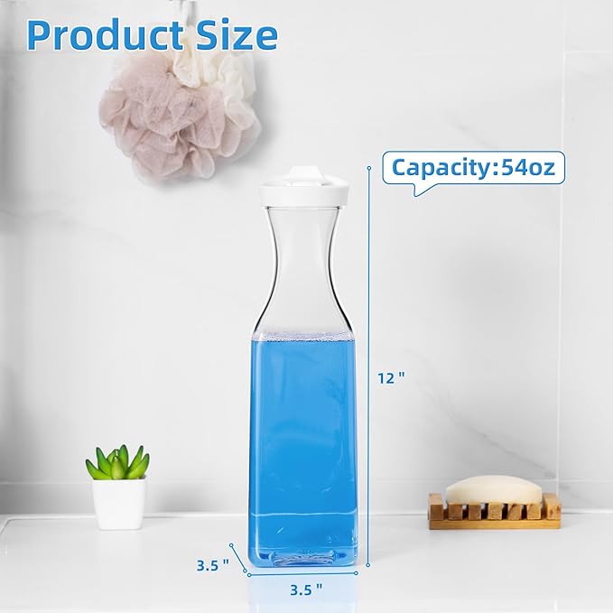 Laundry Detergent Dispenser,54oz Fabric Softener Dispenser,Plastic Liquid Laundry Detergent Container,Laundry Detergent Organizer for Laundry Room Organization with 4 Labels,3 Pack,White