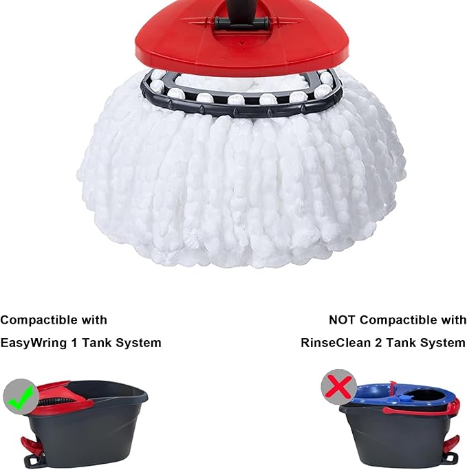 6 Pack Mop Replacement Heads for O-Ceda EasyWrin Spin Mop, Microfiber Spin Mop Refills, Easy Cleaning Mop Head Replacement White