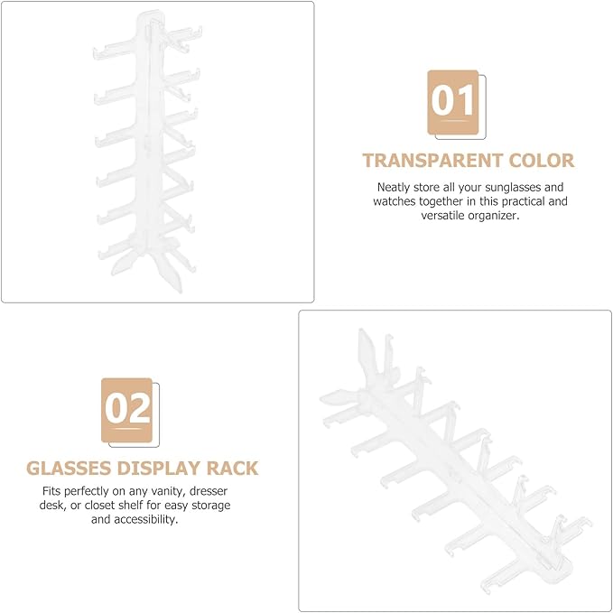 VICASKY Multi-Layer Sunglasses Organizer Stand 6-Tier Plastic Glasses Display Rack Eyewear Storage Shelf Countertop Holder for Home and Office