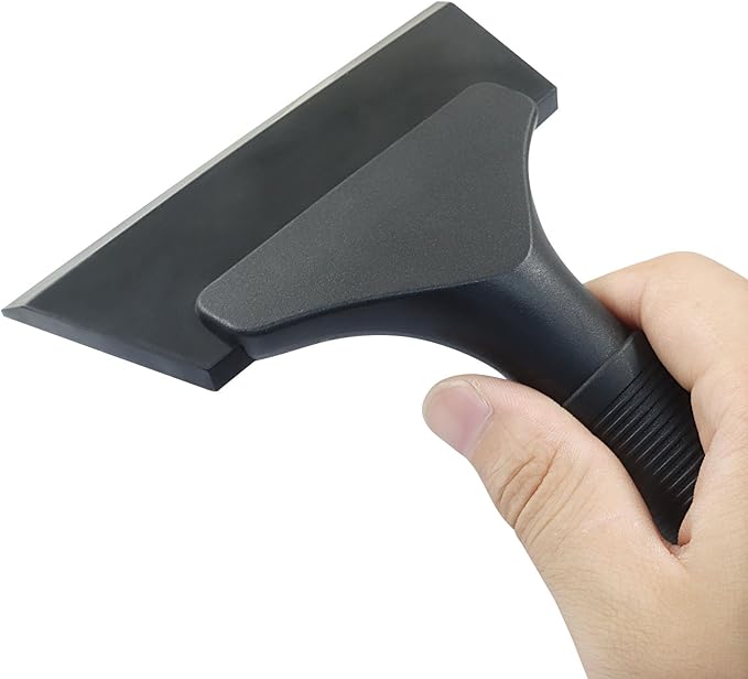 Small Squeegee 5 inch Rubber Window Tint Windshield Scraper, Non-Slip Handle Glass Cleaner for Car Glass Mirror Shower Door/Bathroom Cleaning(Pure Black, 1 Pack)