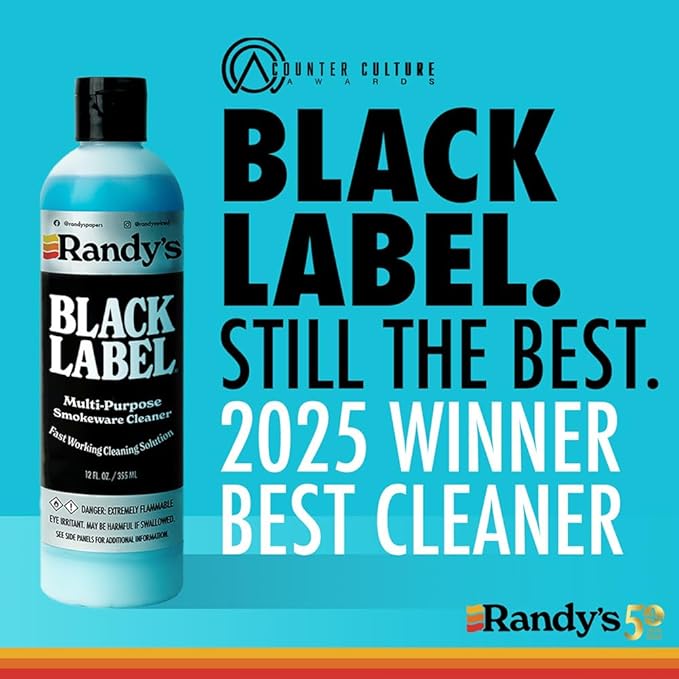 Randy's Black Label Cleaner with 44 Tapered Bristle Pipe Cleaners – All-in-One Cleaning Kit for Glassware, Glasstops, Ceramic, Metal, and Hard-to-Reach Areas – Glasstop cleaning kit – 12 fl oz