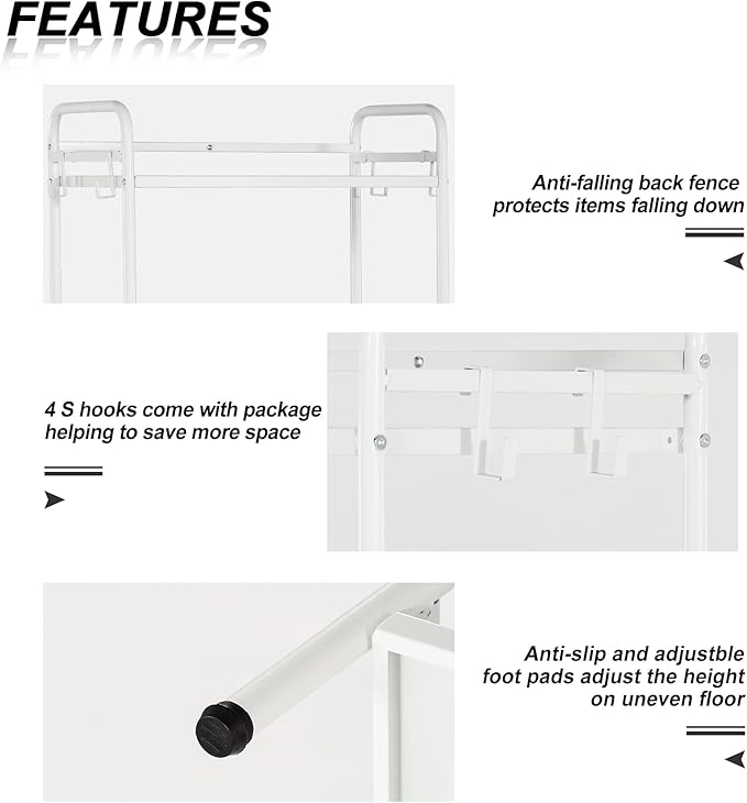 HDANI Storage Shelves, 3-Tier Metal Storage Rack with Shelf,Shelf Organizer,Garage Standing Shelving Unit for Laundry,Bathroom,Kitchen,Pantry,Closet,23.6''W X 13.8''D X 36.2 H'',White
