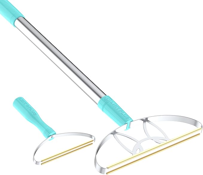 Ultra & Pro LINTPLUS Combo: 50" Stand-Up Carpet Rake for Pet Hair Removal - Heavy Duty, Includes Pro Attachments for Floors & Large Rugs