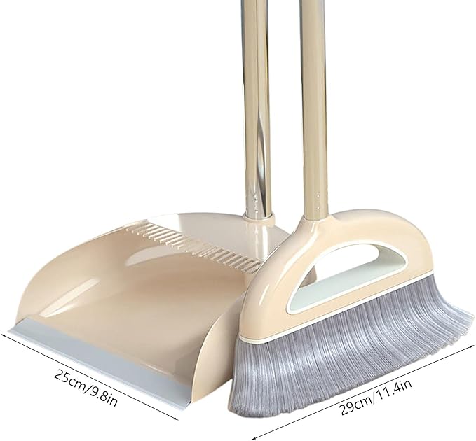 Household Broom Set - Long Handle Broom & Dustpan for Indoor/Outdoor Use, Quick Sweeping for Kitchen, Room, Lobby