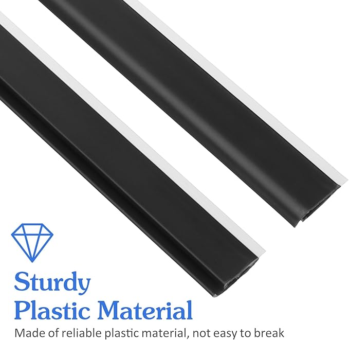 2pcs Plastic Strip Replacement for Dustpan Edge Bar Dust Pan Inlet Soft Pressing Strips Protector Garbage Shovel Closing Edges Straps Dustpan Repair Accessories Black