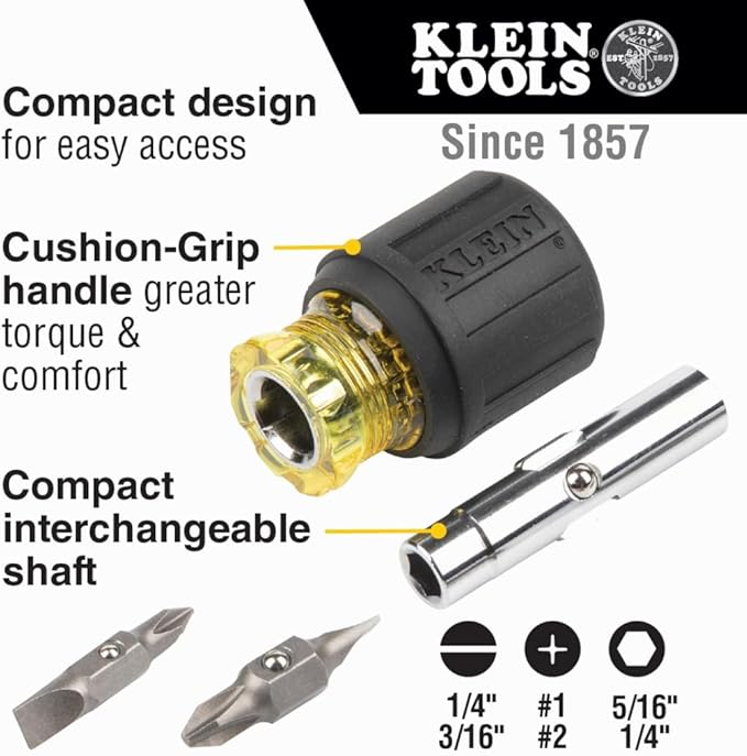Klein Tools 80045 Screwdriver and Nut Driver Tool Kit, Includes Magnetic 11 in 1, Multi-Bit Stubby and Electronics Screwdrivers, 3-Piece