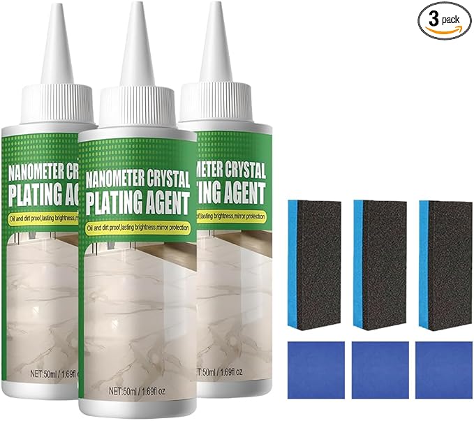 Nano Crystal Coating Agent For Tile & Furniture, Granite Countertop Cleaner and Sealer with Protection, Quartz Marble Stone Polish Cleaner for Permanent Hold & Shine Effect Fast Drying (3PCS)