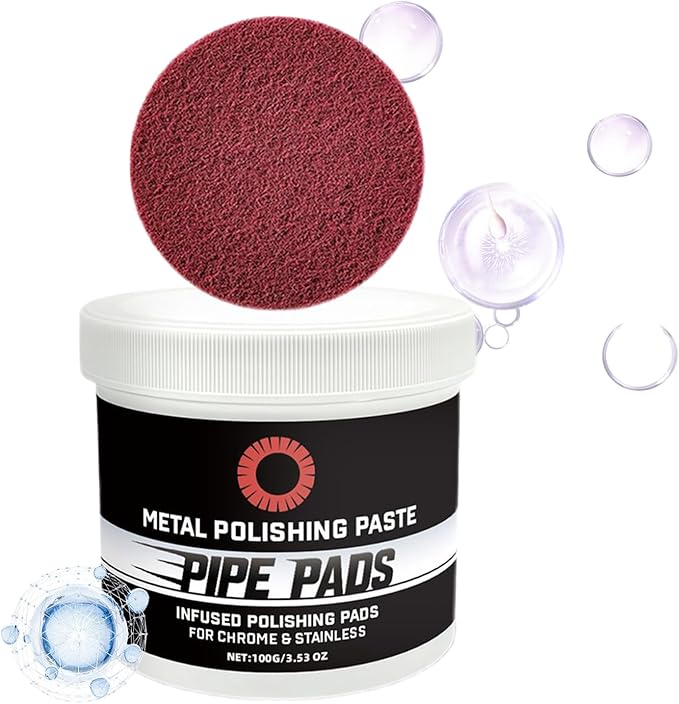Metal Polish Paste, Beginner-Friendly Process, 5.7x6.3cm, Pipe Dream Infused Polishing Pad, Rust Remover Cleaner, Use at Ease, For Removes Oxidation Discoloration