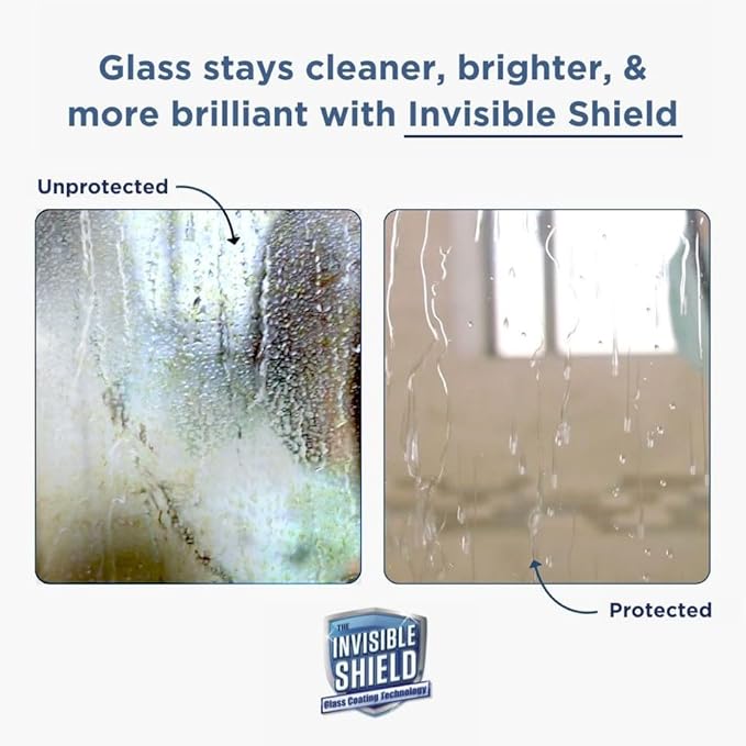Invisible Shield Protective Glass Shower Coating for Showers, Mirrors, Windows, Tile to Repel Soap Scum and Hard Water Minerals for Easier Cleaning (2 Pack) 16 oz