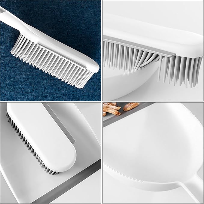 DOITOOL 2pcs Home Cleaning Brush Set with Broom and Dustpan, Multi-use Bed Dust Removal Tool, White and Grey Handheld Sweeping Accessories for Household Cleaning