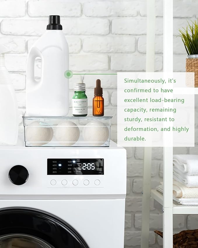 Dryer Sheet Holder - Dryer Ball Holder, Dryer Sheet Dispenser, Acrylic Dryer Sheet Holder Container with Lid, Bathroom Storage Containers for Laundry Pods, Clips, Dryer Balls and Sheets (No Balls)
