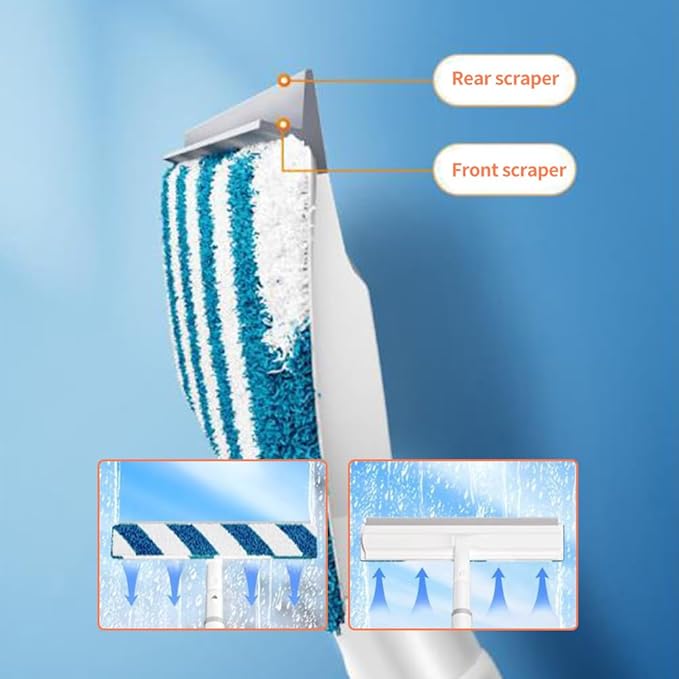 Squeegee for Window Cleaning with Spray, 2025 Upgrade Dual Side Mist Retractable Window Cleaner, Spray Window Cleaning Brooms, 3 in 1 Household Squeegees Window Cleaning Tool Kit