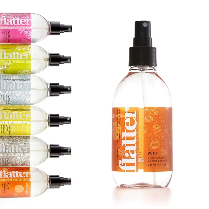 Flatter Smoothing Spray by Soak | Naturally-derived Wrinkle Release Spray | Starch-Free Alternative for Ironing, Quilting & Sewing | 8oz | (Yuzu)