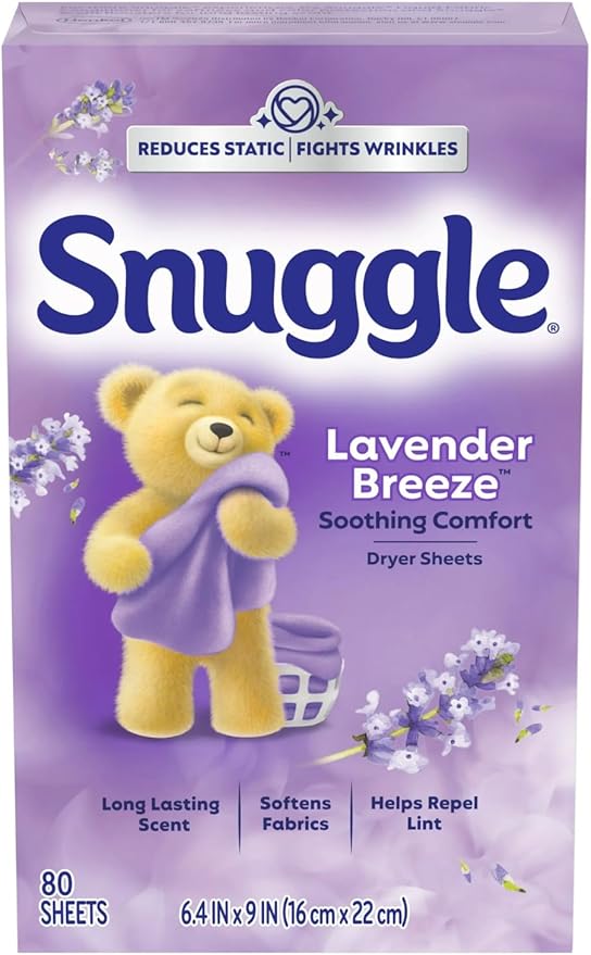 Snuggle Fabric Softner Dryer Sheets, 80 Count (Pack of 4) (Pack Of 4, (80 Sheets), Lavender Breeze Soothing Comfort)
