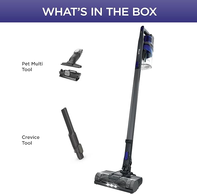 Shark | Pet Cordless Vacuum Cleaner | LED Headlights | Removable Handheld Vacuum for Pet Hair | Crevice Tool & Pet Multi-Tool Included | 40min Runtime | For Carpet & Hard Floors | Grey | IX141